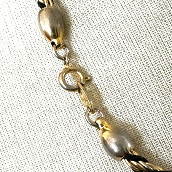 Trifari vintage goldtone  and black rope twisted necklace - Picture 7 of 7